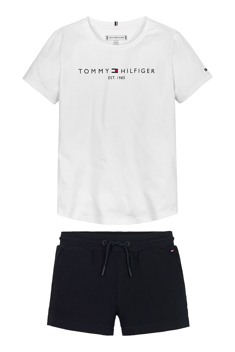 Tommy Hilfiger Set de pantaloni scurti si tricou cu decolteu la baza gatului - Pled.ro