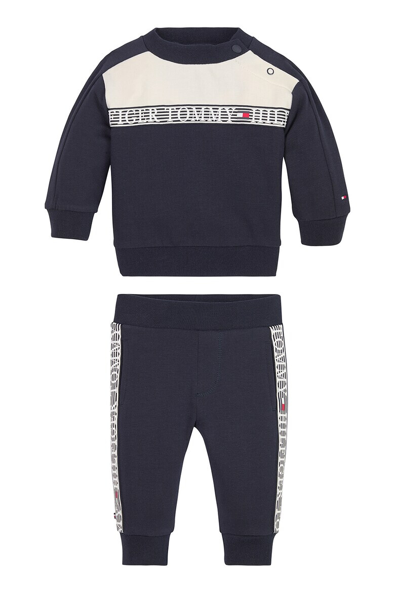 Tommy Hilfiger Set de pantaloni sport cu benzi logo si bluza sport cu decolteu la baza gatului - Pled.ro