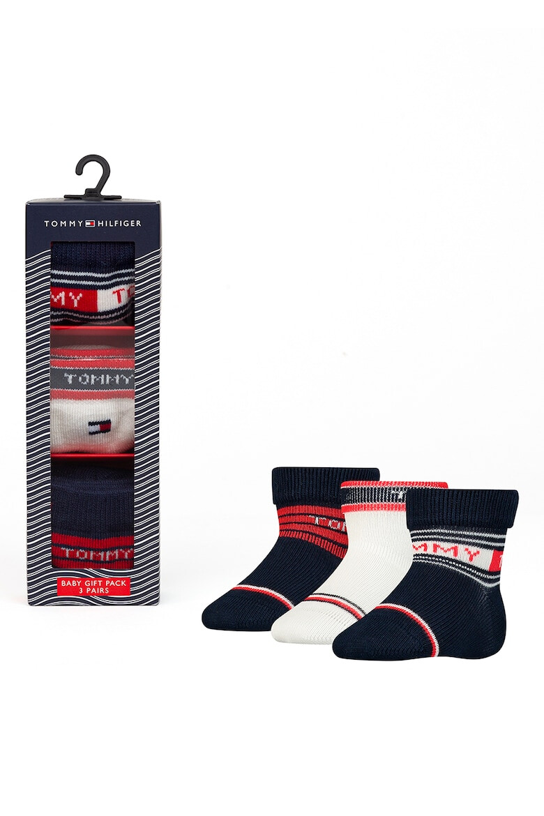 Tommy Hilfiger Set de sosete scurte din amestec de bumbac cu detaliu logo - 3 perechi - Pled.ro