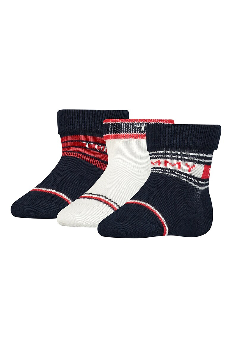 Tommy Hilfiger Set de sosete scurte din amestec de bumbac cu detaliu logo - 3 perechi - Pled.ro