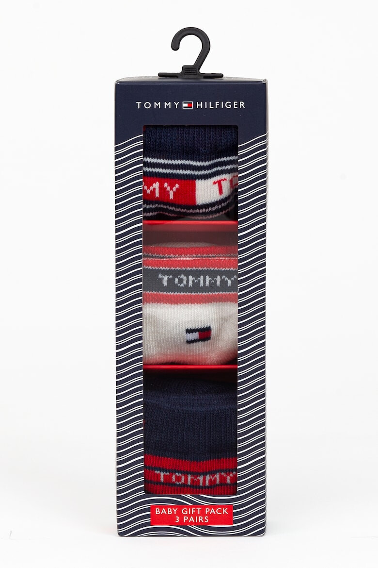 Tommy Hilfiger Set de sosete scurte din amestec de bumbac cu detaliu logo - 3 perechi - Pled.ro