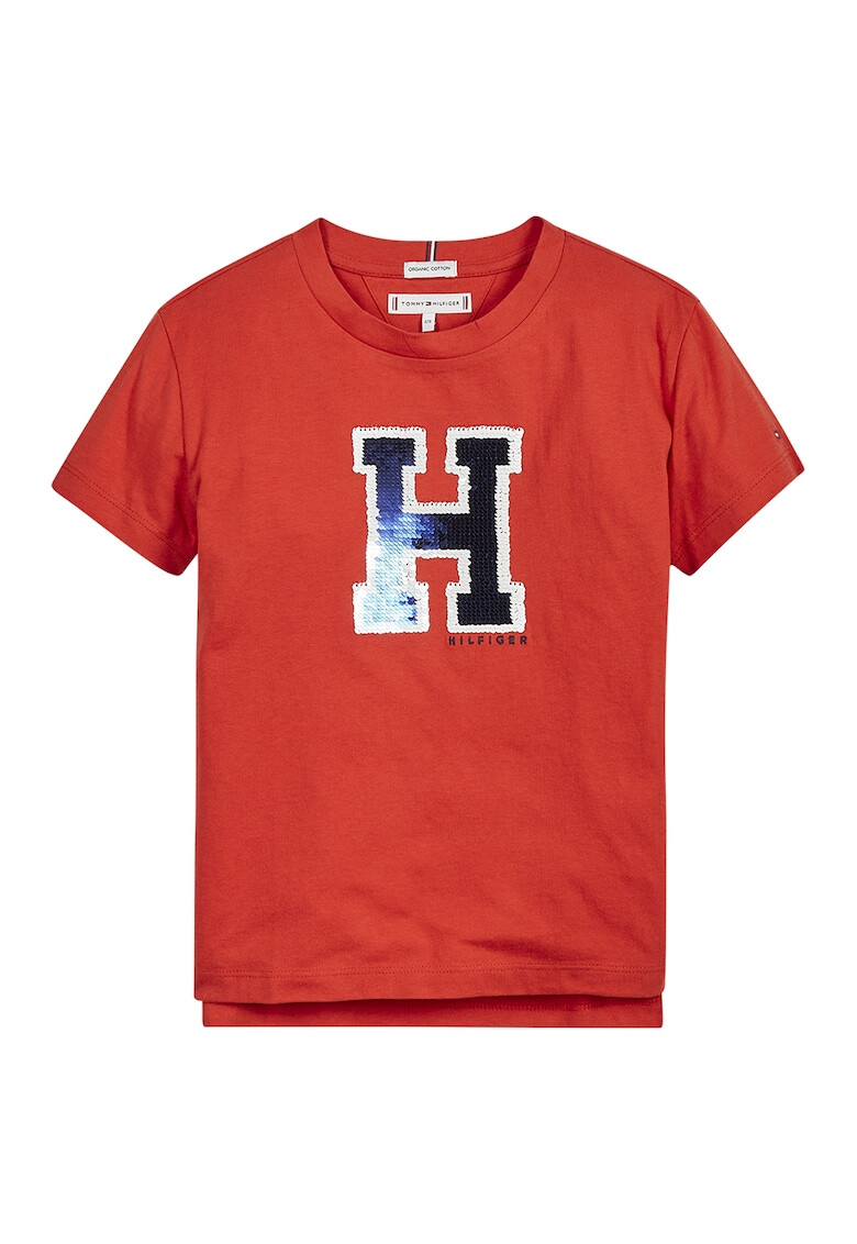 Tommy Hilfiger Tricou de bumbac organic cu logo cu paiete - Pled.ro