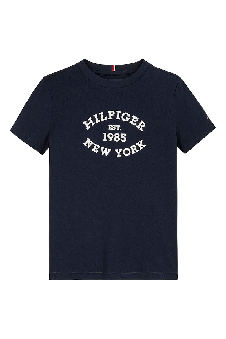 Tommy Hilfiger Tricou din bumbac organic cu decolteu la baza gatului si imprimeu logo - Pled.ro