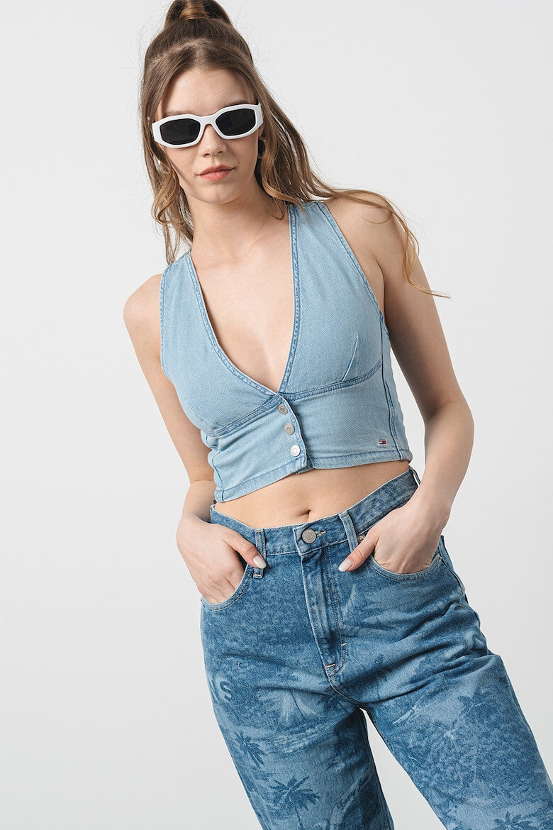 Tommy Jeans Bluza crop de bumbac organic - Pled.ro