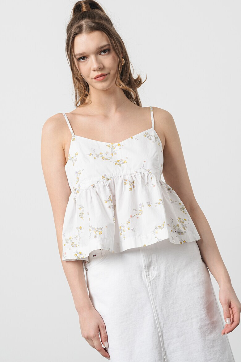 Tommy Jeans Bluza cu volan peplum si imprimeu floral - Pled.ro