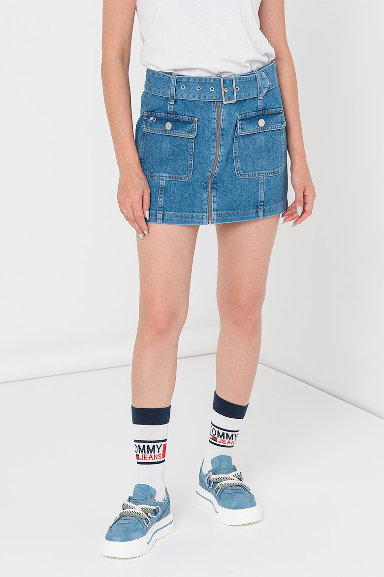 Tommy Jeans Fusta mini de denim cu buzunare aplicate - Pled.ro