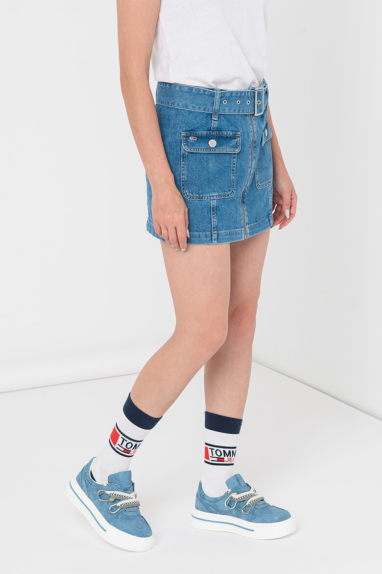 Tommy Jeans Fusta mini de denim cu buzunare aplicate - Pled.ro