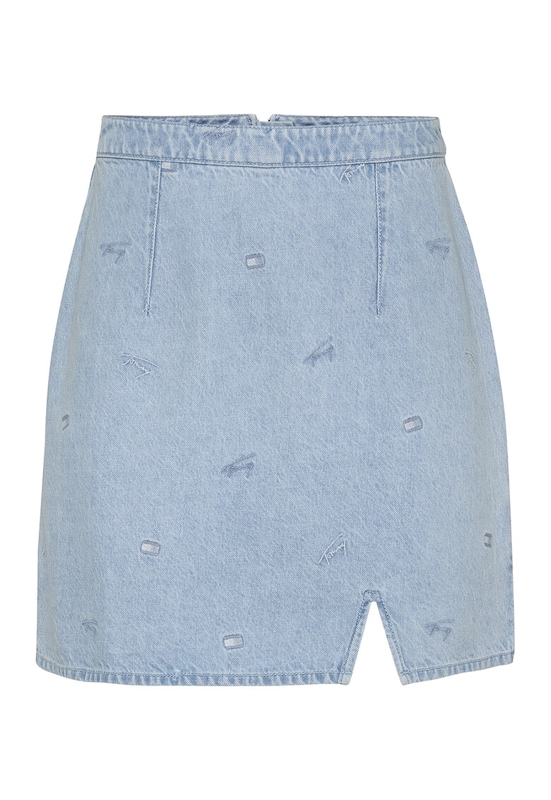 Tommy Jeans Fusta mini de denim cu detalii brodate - Pled.ro