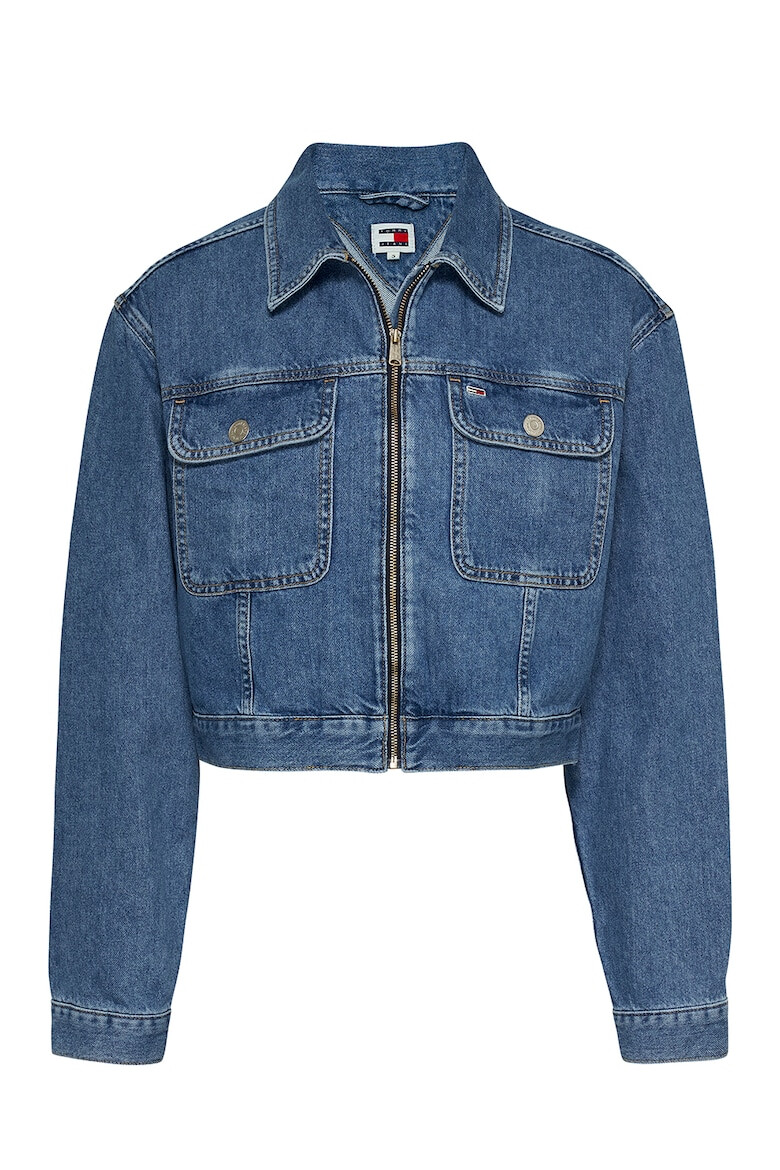 Tommy Jeans Jacheta crop din denim cu buzunare aplicate - Pled.ro