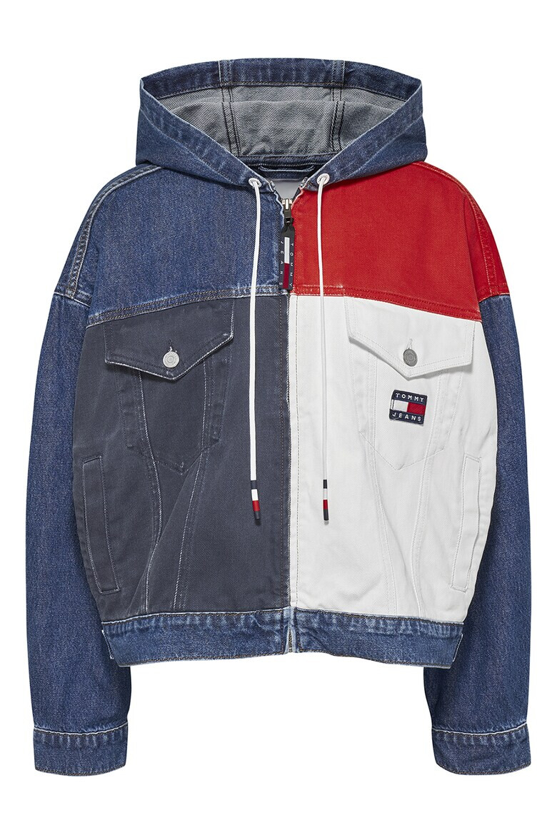 Tommy Jeans Jacheta de denim colorblock cu gluga - Pled.ro