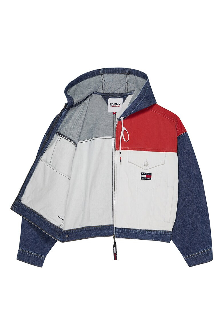 Tommy Jeans Jacheta de denim colorblock cu gluga - Pled.ro