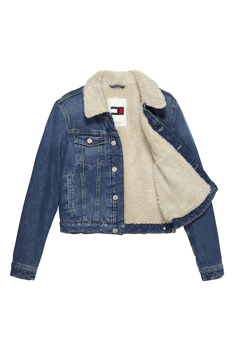 Tommy Jeans Jacheta din denim cu captuseala din blana shearling sintetica - Pled.ro