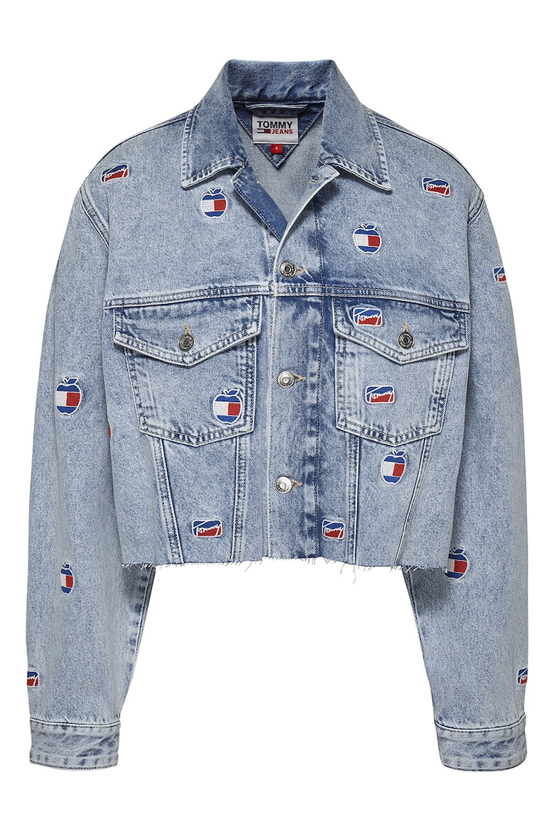 Tommy Jeans Jacheta regular fit din denim cu aplicatii logo - Pled.ro