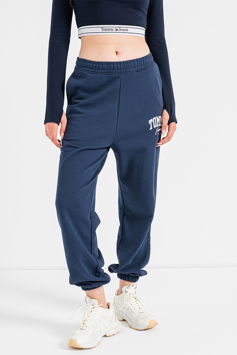 Tommy Jeans Pantaloni sport de bumbac organic cu talie inalta si imprimeu logo - Pled.ro