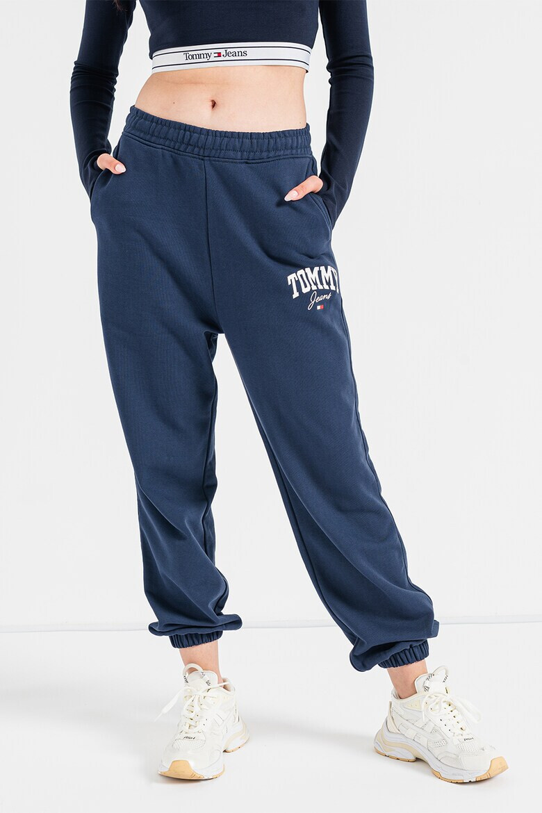 Tommy Jeans Pantaloni sport de bumbac organic cu talie inalta si imprimeu logo - Pled.ro