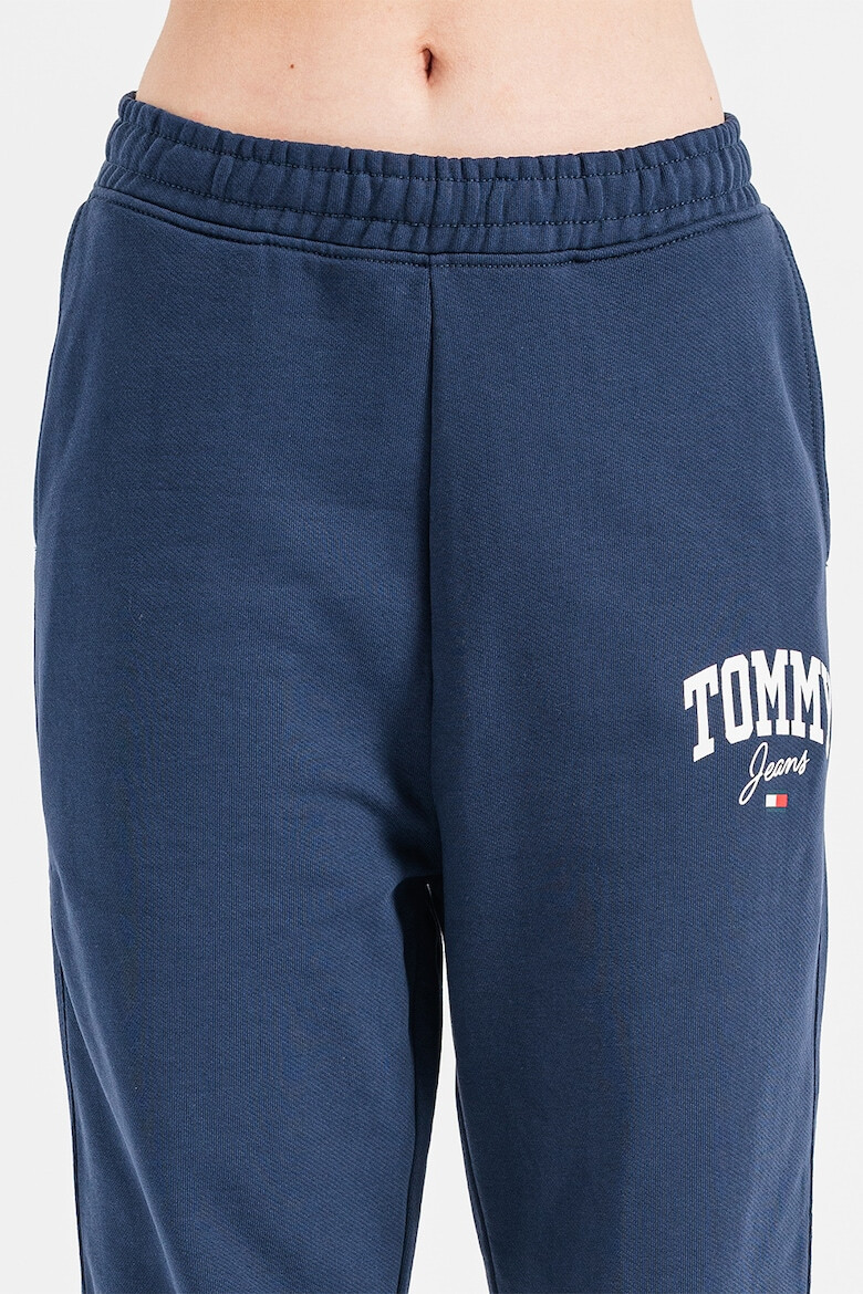 Tommy Jeans Pantaloni sport de bumbac organic cu talie inalta si imprimeu logo - Pled.ro