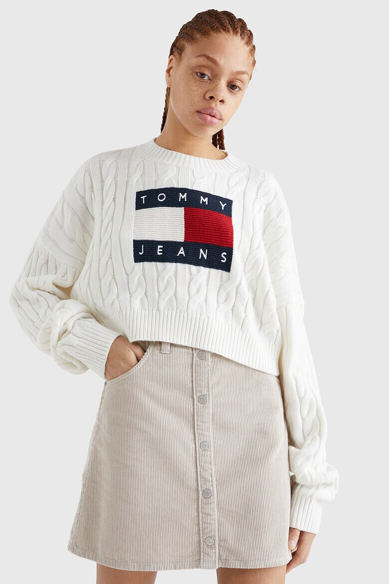 Tommy Jeans Pulover crop cu design cu torsade - Pled.ro