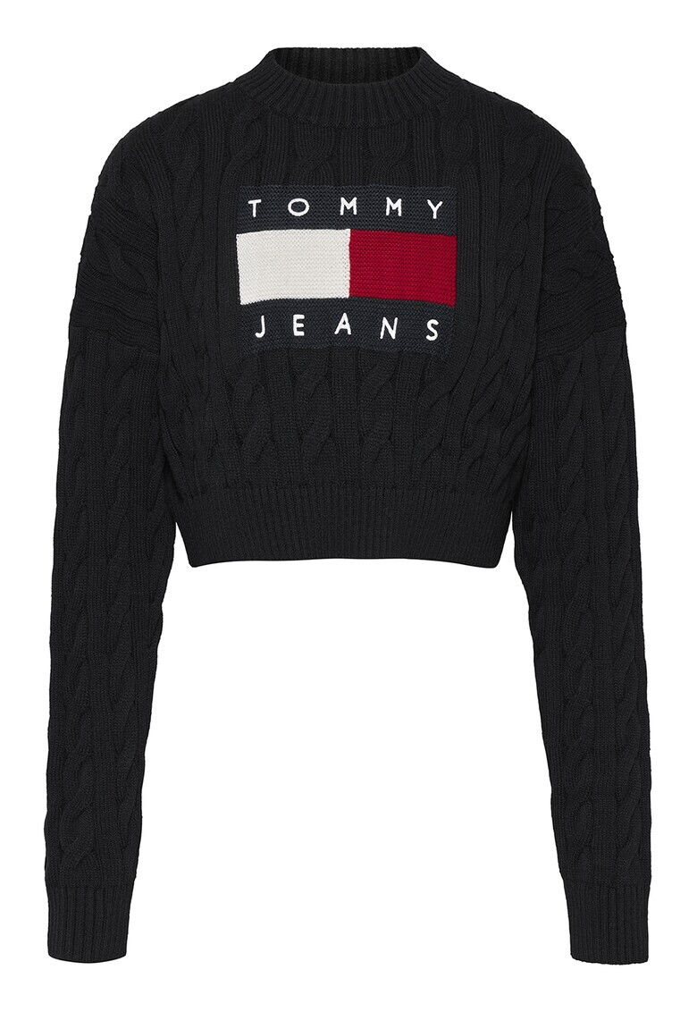 Tommy Jeans Pulover crop cu design cu torsade - Pled.ro