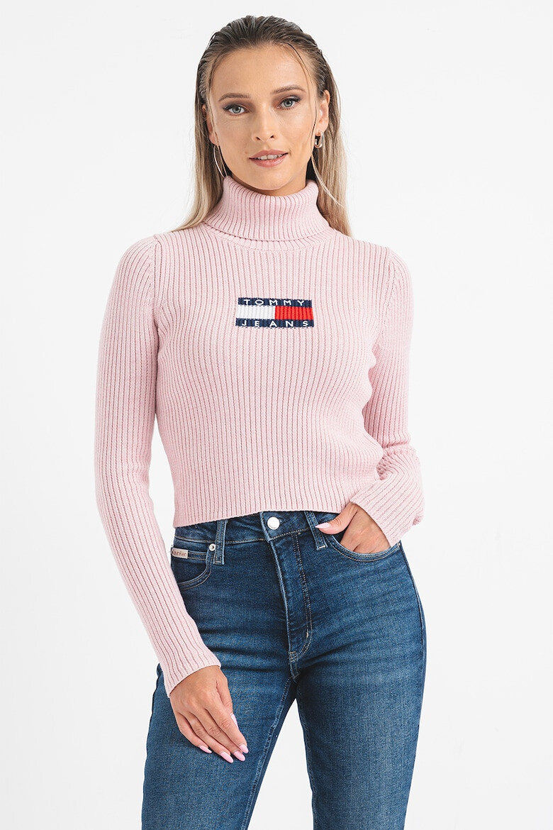 Tommy Jeans Pulover crop cu guler inalt - Pled.ro