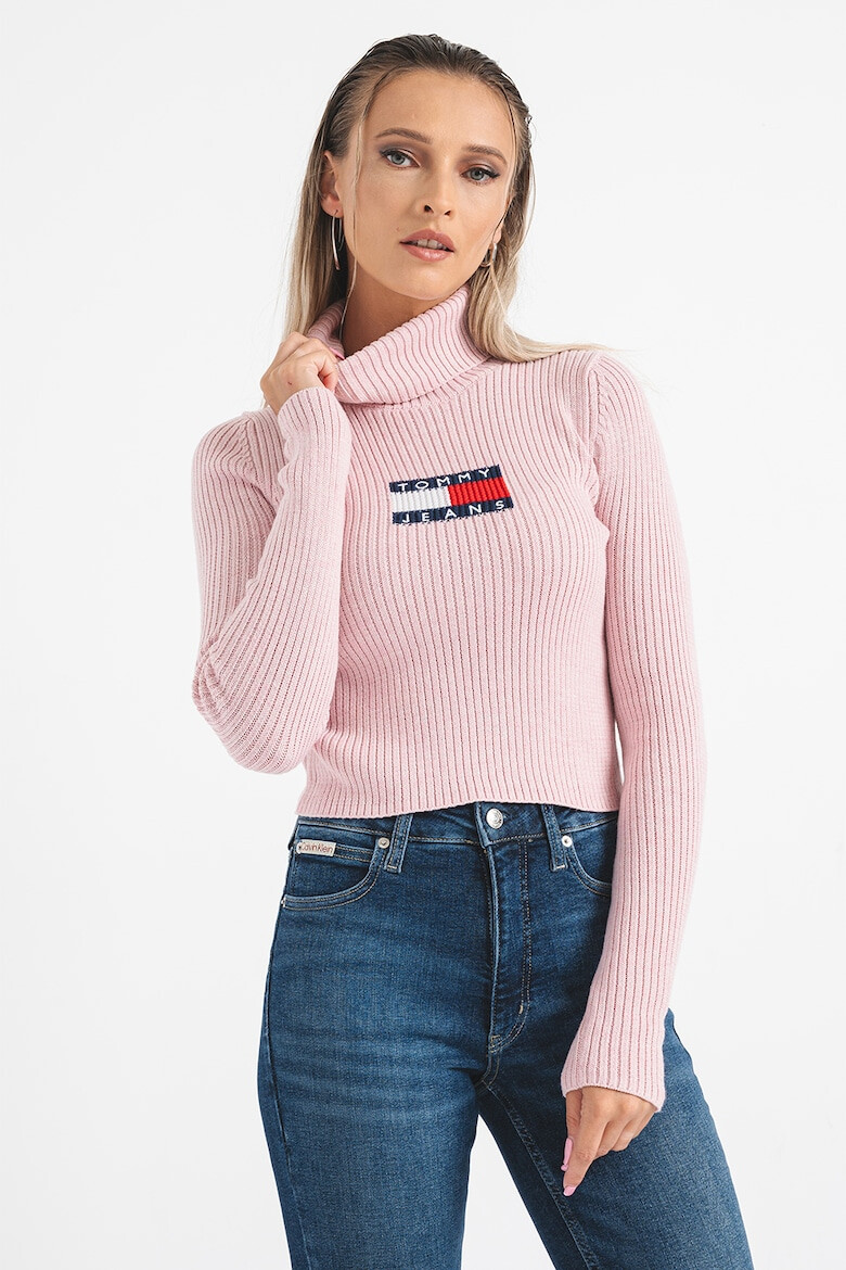 Tommy Jeans Pulover crop cu guler inalt - Pled.ro