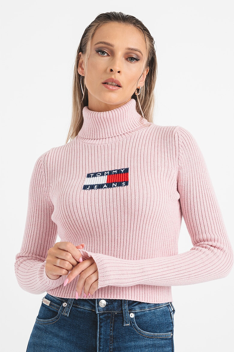 Tommy Jeans Pulover crop cu guler inalt - Pled.ro