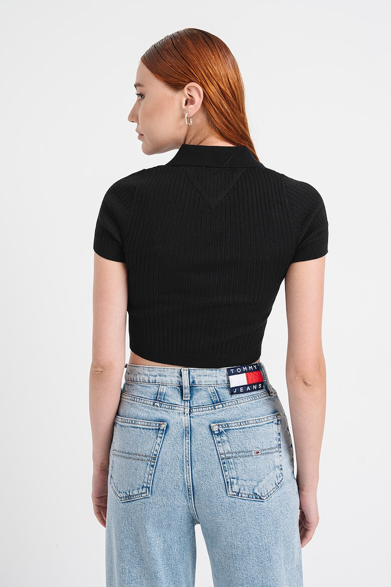 Tommy Jeans Pulover crop striat cu decolteu polo - Pled.ro