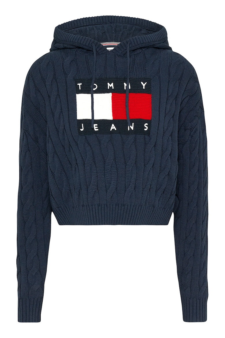 Tommy Jeans Pulover cu gluga si model torsade - Pled.ro