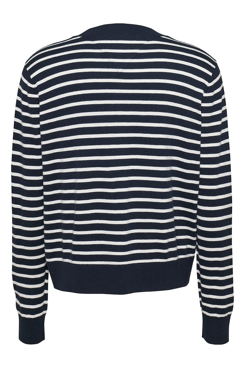 Tommy Jeans Pulover din amestec de bumbac organic tricotat fin cu decolteu in V - Pled.ro