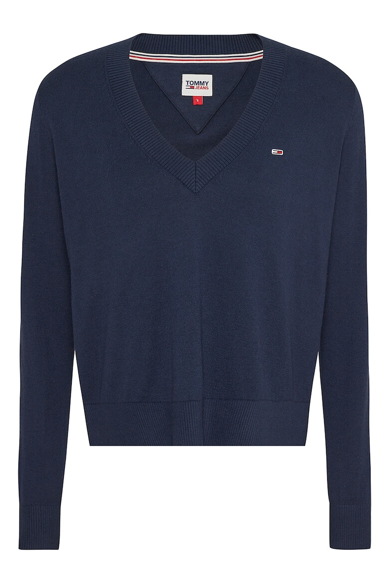 Tommy Jeans Pulover din bumbac organic cu decolteu in V - Pled.ro