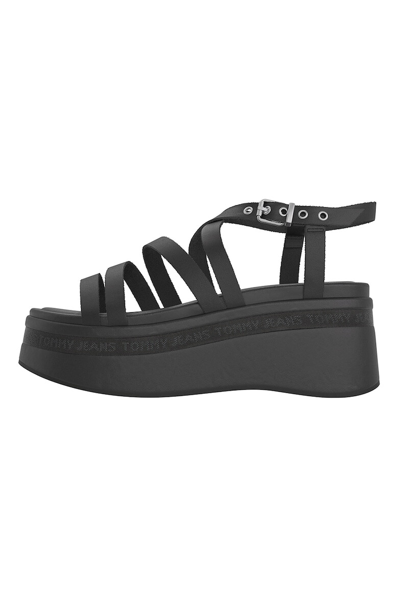 Tommy Jeans Sandale wedge de piele ecologica - Pled.ro