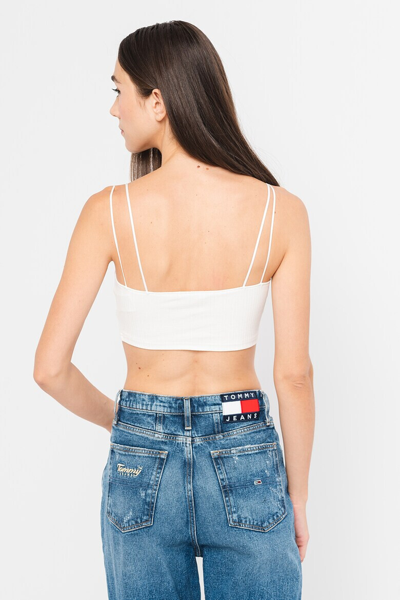 Tommy Jeans Top crop striat cu aplicatie logo - Pled.ro