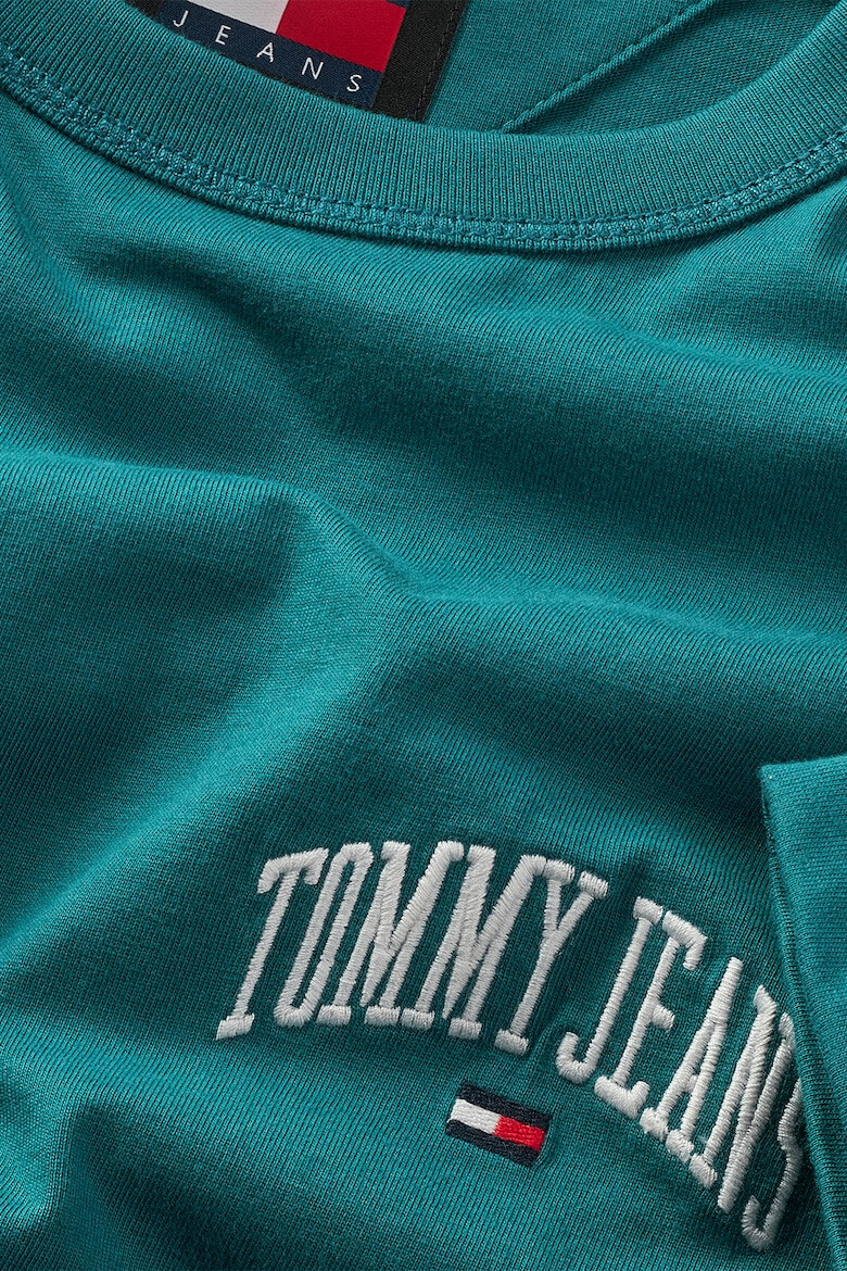 Tommy Jeans Tricou cu decolteu la baza gatului si logo brodat pe piept - Pled.ro