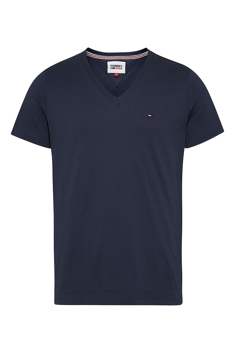 Tommy Jeans Tricou de bumbac organic cu decolteu in V - Pled.ro