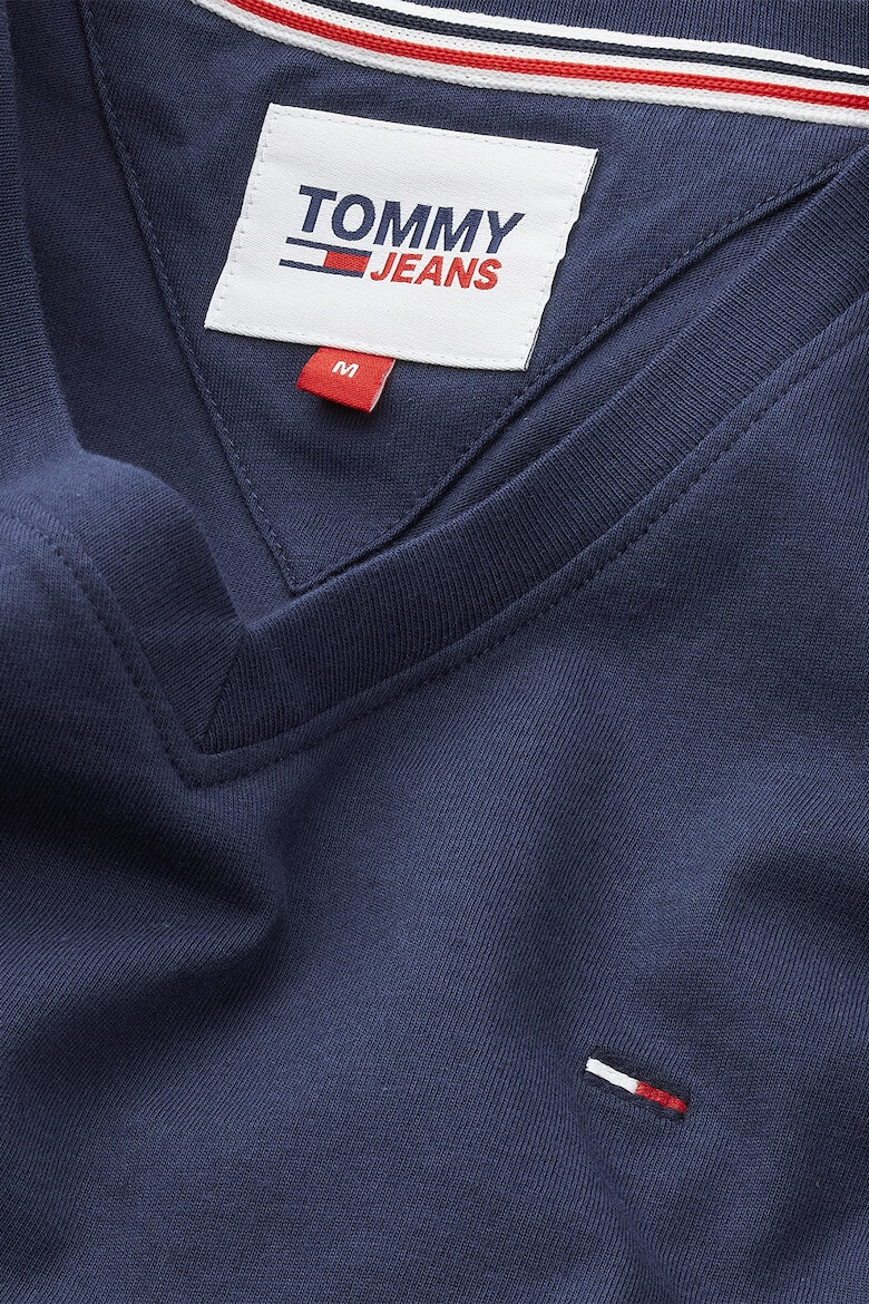 Tommy Jeans Tricou de bumbac organic cu decolteu in V - Pled.ro