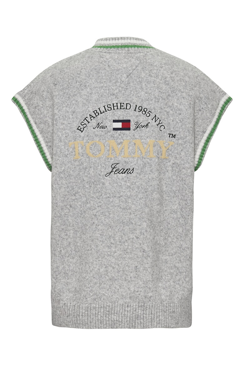 Tommy Jeans Vesta-pulover cu decolteu in V si torsade - Pled.ro