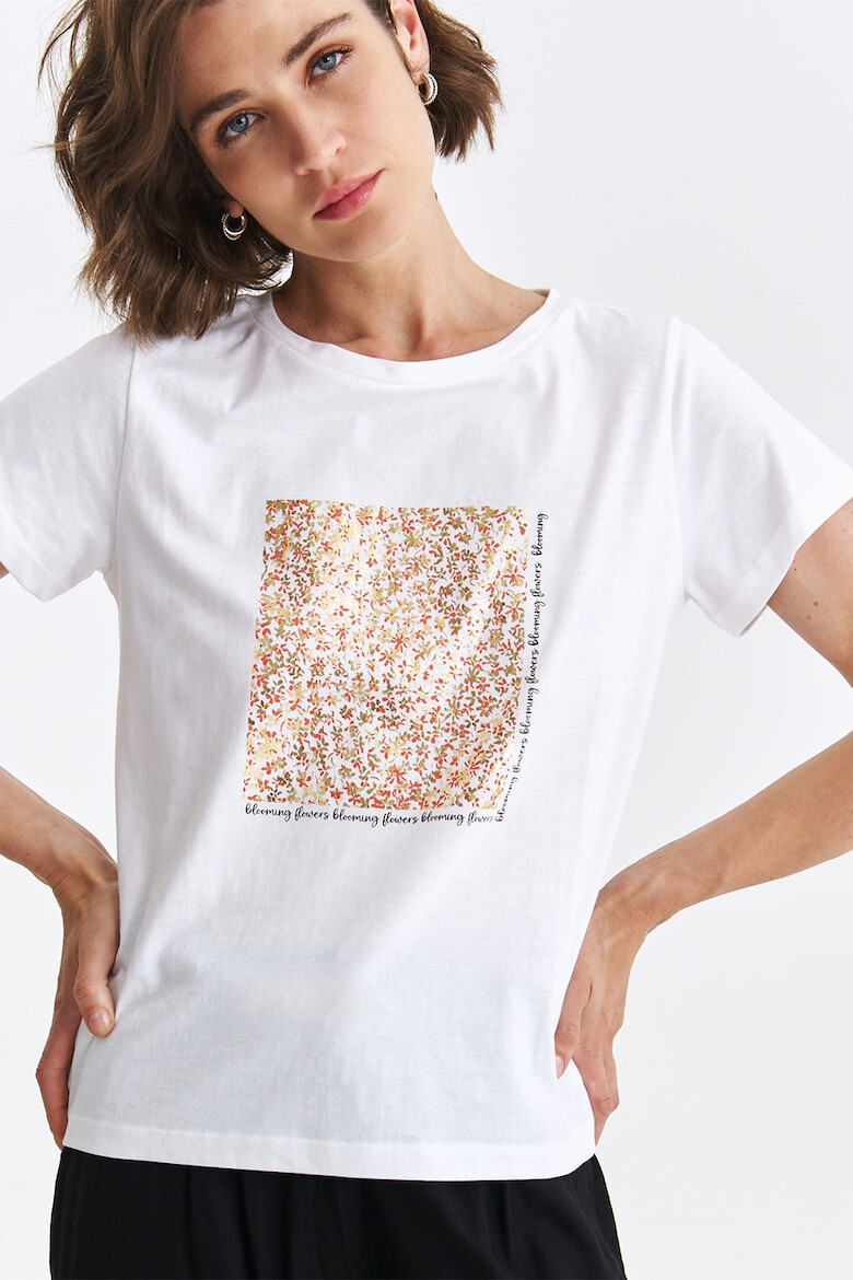 Top Secret Tricou cu imprimeu floral si text - Pled.ro