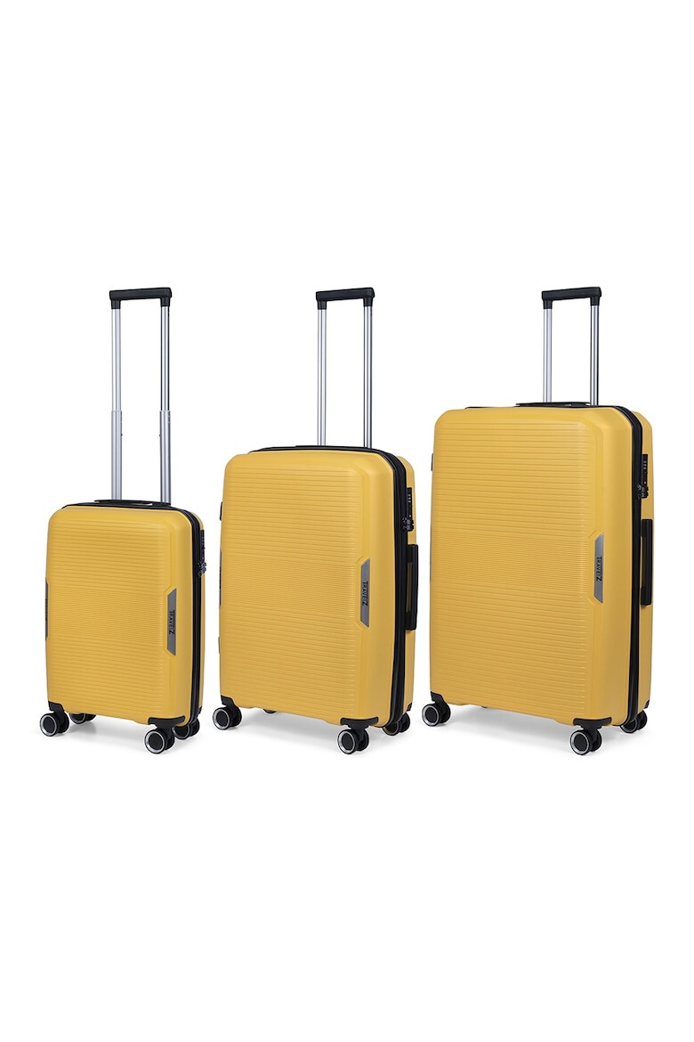 TravelZ Set trolere Swinger polipropilena cifru TSA 4 roti duble 3 piese galben - Pled.ro