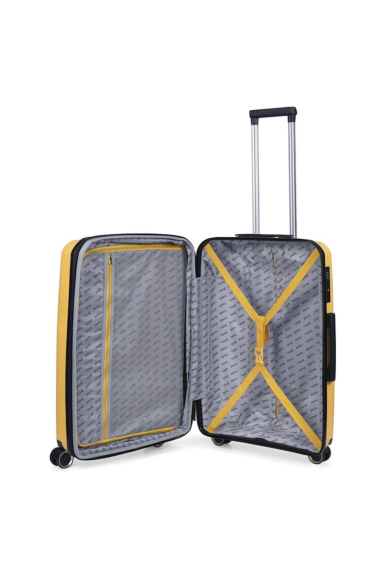 TravelZ Set trolere Swinger polipropilena cifru TSA 4 roti duble 3 piese galben - Pled.ro