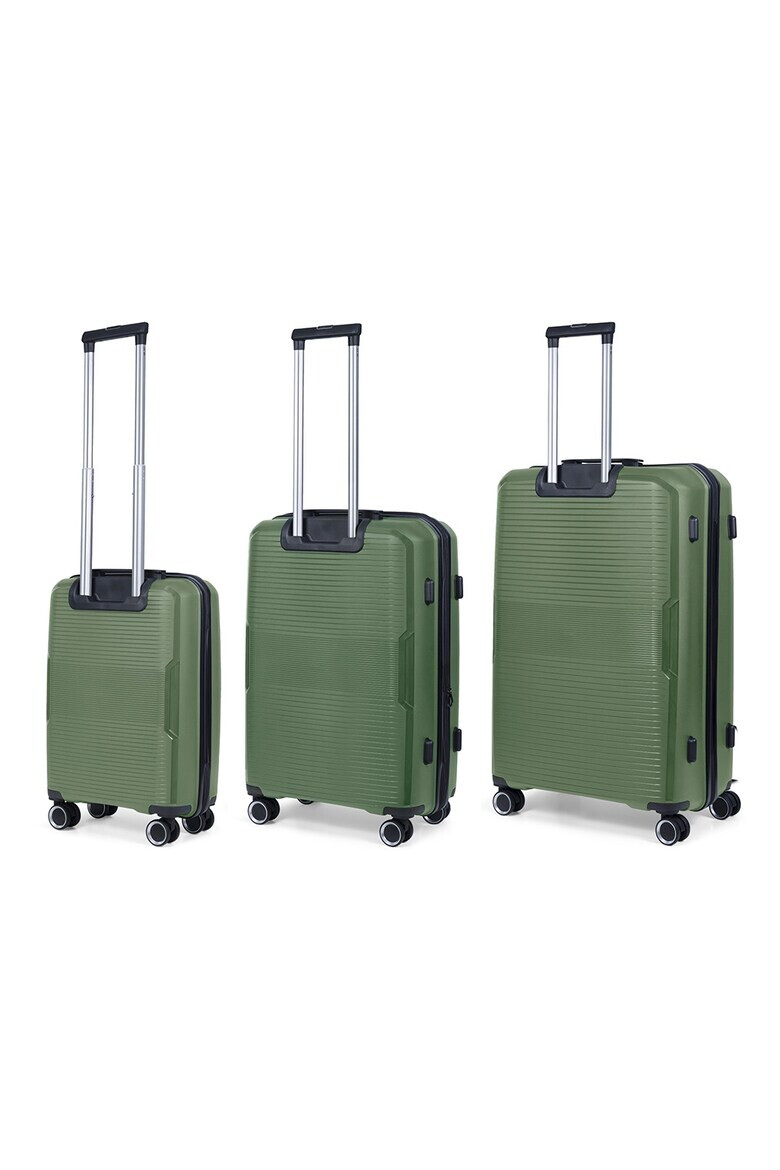 TravelZ Set trolere Swinger polipropilena cifru TSA 4 roti duble 3 piese verde - Pled.ro