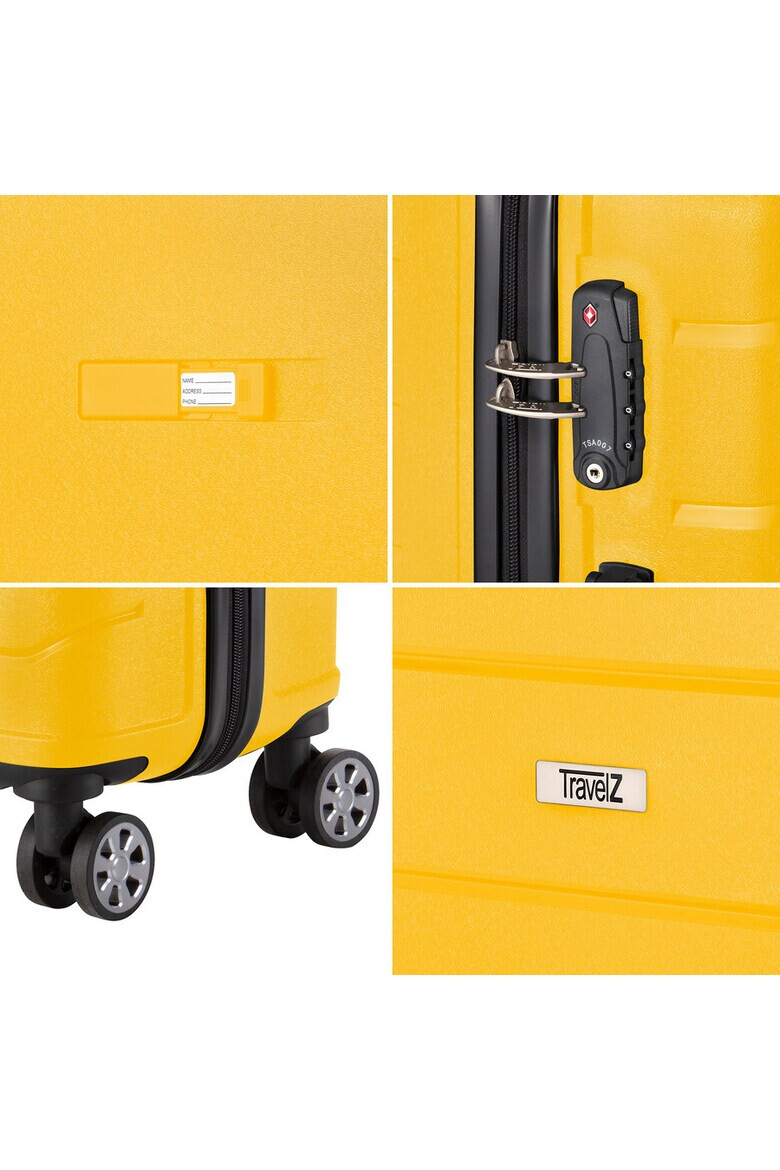 TravelZ Troler Cabina BIG BARS Polipropilena 4 Roti 55 cm Galben - Pled.ro