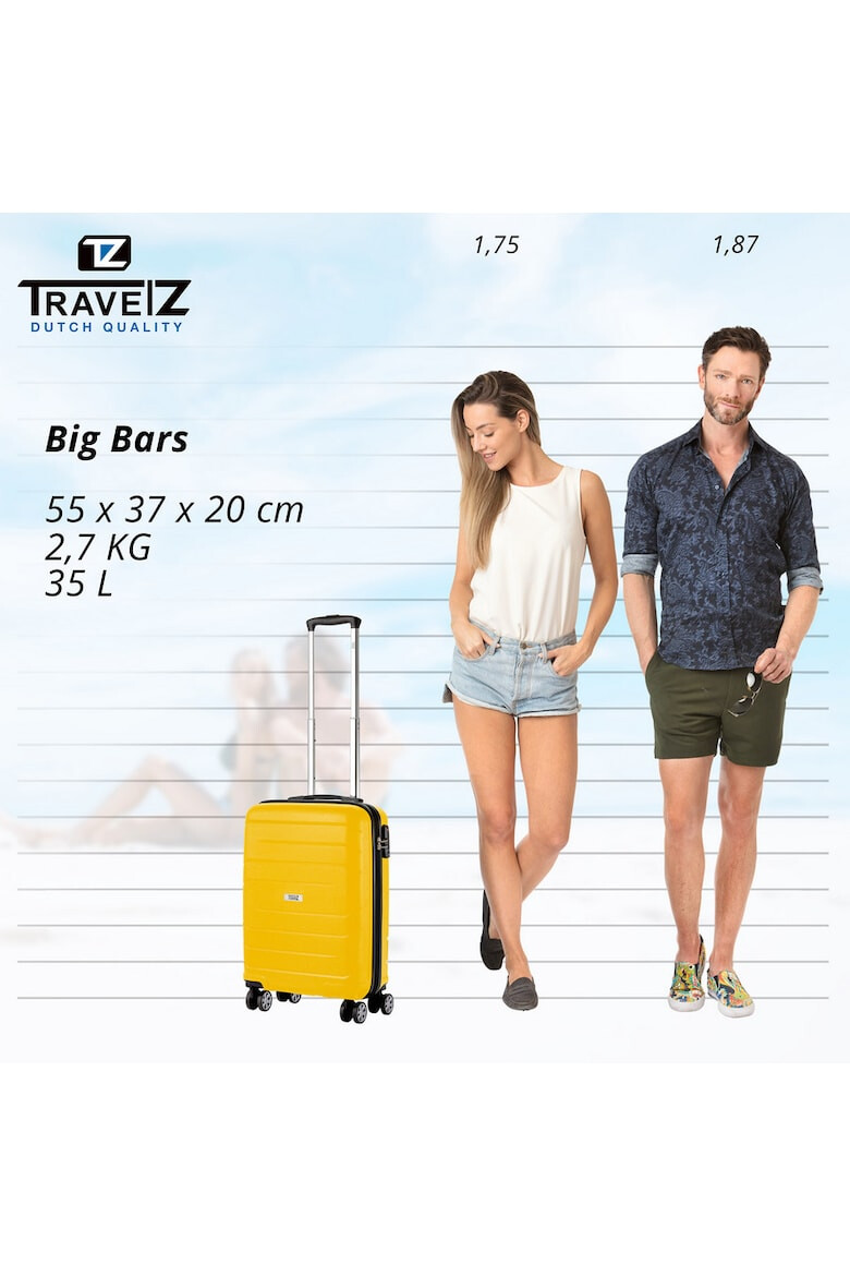 TravelZ Troler Cabina BIG BARS Polipropilena 4 Roti 55 cm Galben - Pled.ro