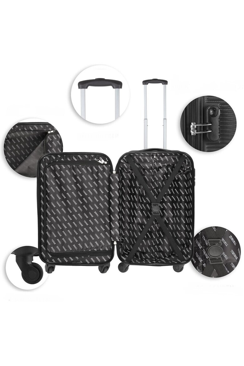 TravelZ Troler Cabina Horizon ABS 4 Roti 54 cm Negru - Pled.ro