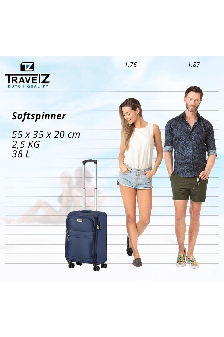 TravelZ Troler Cabina Softspinner Nylon 4 Roti Duble 601786 - 55 cm Bleumarin - Pled.ro