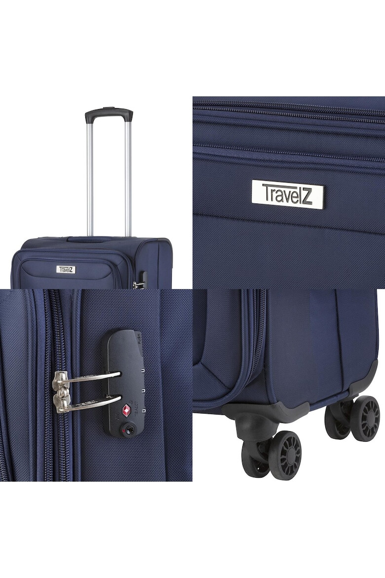 TravelZ Troler Cabina Softspinner Nylon 4 Roti Duble 601786 - 55 cm Bleumarin - Pled.ro