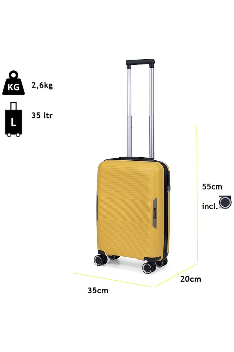 TravelZ Troler de cabina Swinger polipropilena cifru TSA 4 roti duble 55 cm galben - Pled.ro