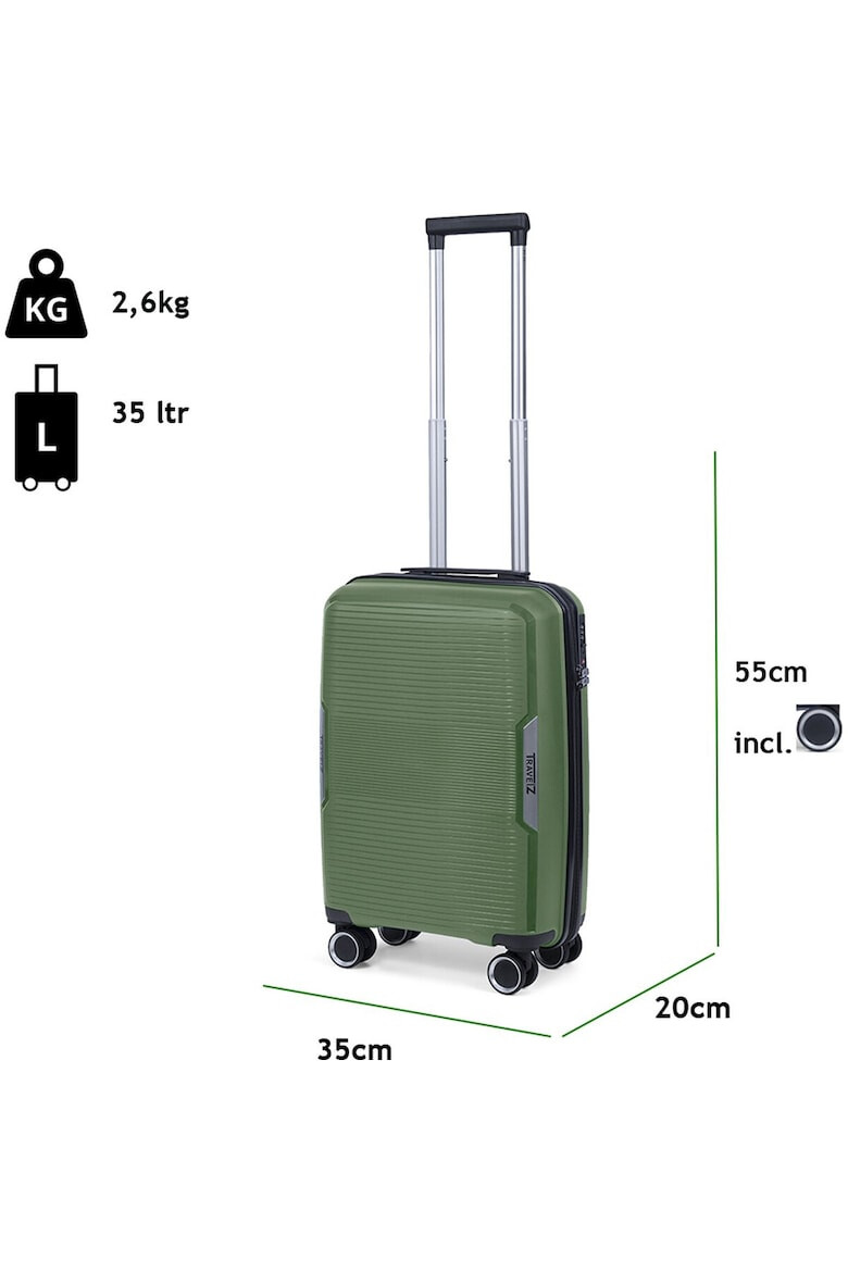 TravelZ Troler de cabina Swinger polipropilena cifru TSA 4 roti duble 55 cm verde - Pled.ro