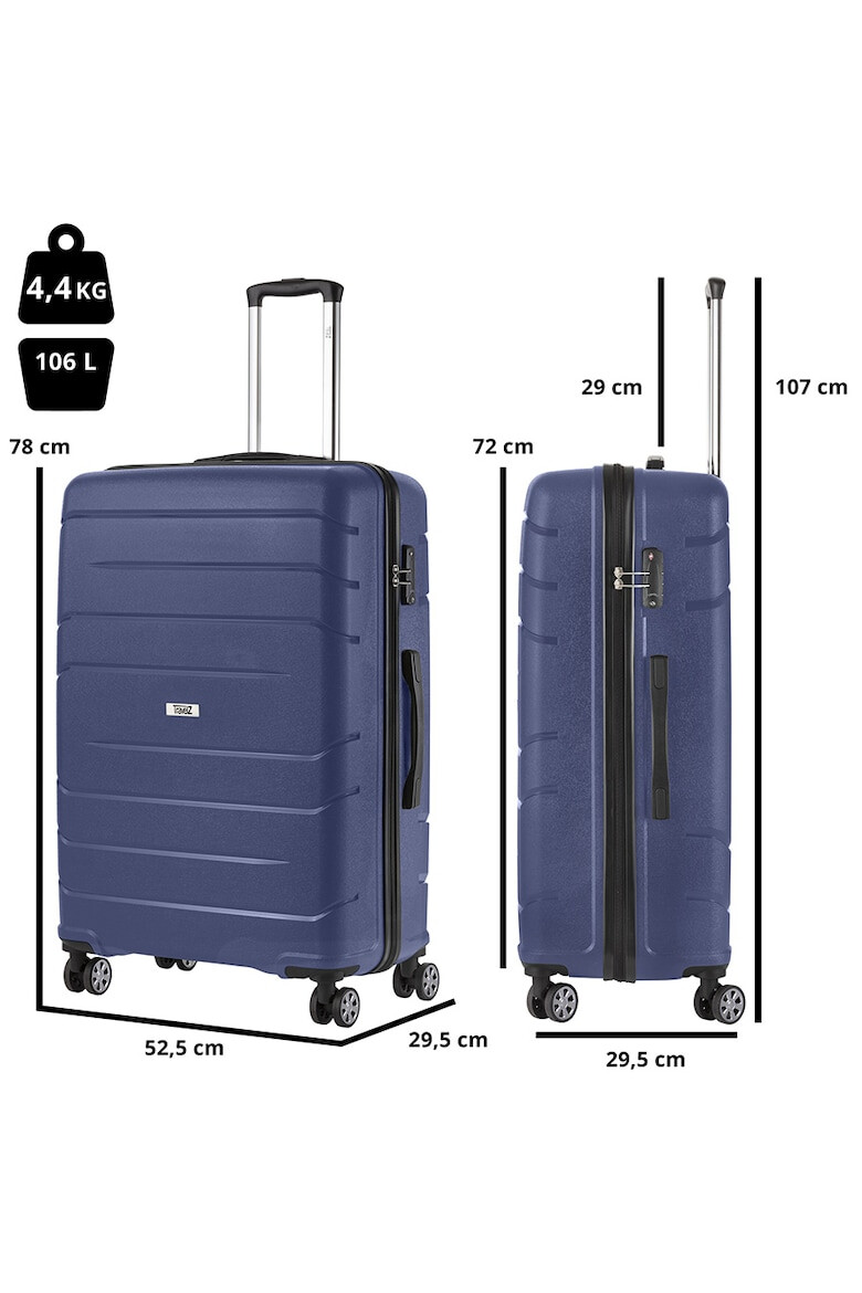 TravelZ Troler Mare BIG BARS Polipropilena 4 Roti Duble 78 cm Albastru - Pled.ro