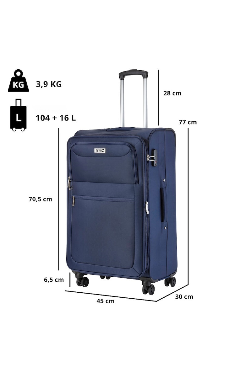 TravelZ Troler Mare Extensibil Softspinner Nylon 4 Roti Duble 601786 - 77 cm Bleumarin - Pled.ro