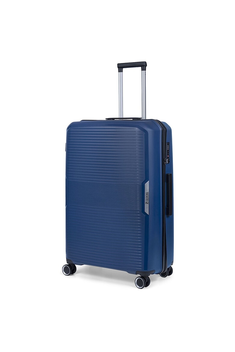 TravelZ Troler mare Swinger polipropilena cifru TSA 4 roti duble 78 cm albastru - Pled.ro