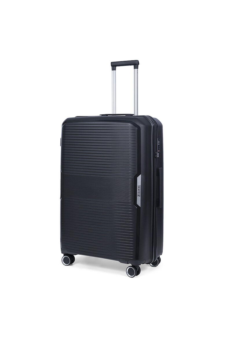 TravelZ Troler mare Swinger polipropilena cifru TSA 4 roti duble 78 cm negru - Pled.ro